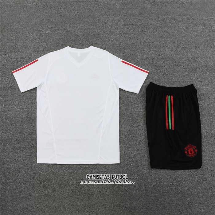 Chandal del Manchester United Manga Corta 2023/2024 Blanco - Pantalon Corto